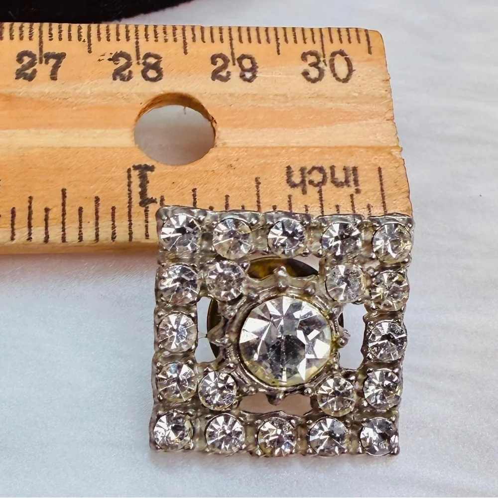 Vintage Silvertone Crystal Bling Brooch Pin